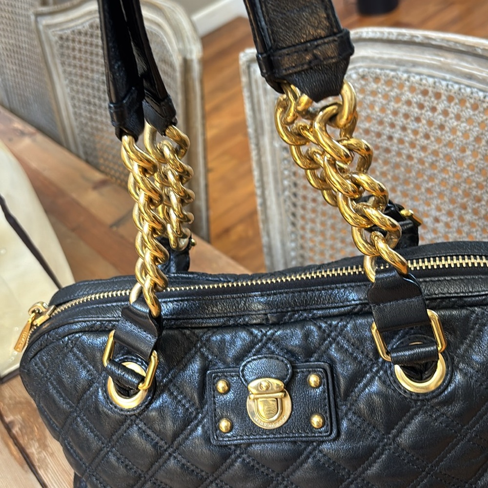 Marc Jacobs Quilted Black Shoulder Bag with Gold Accents - Picture 5 of 6